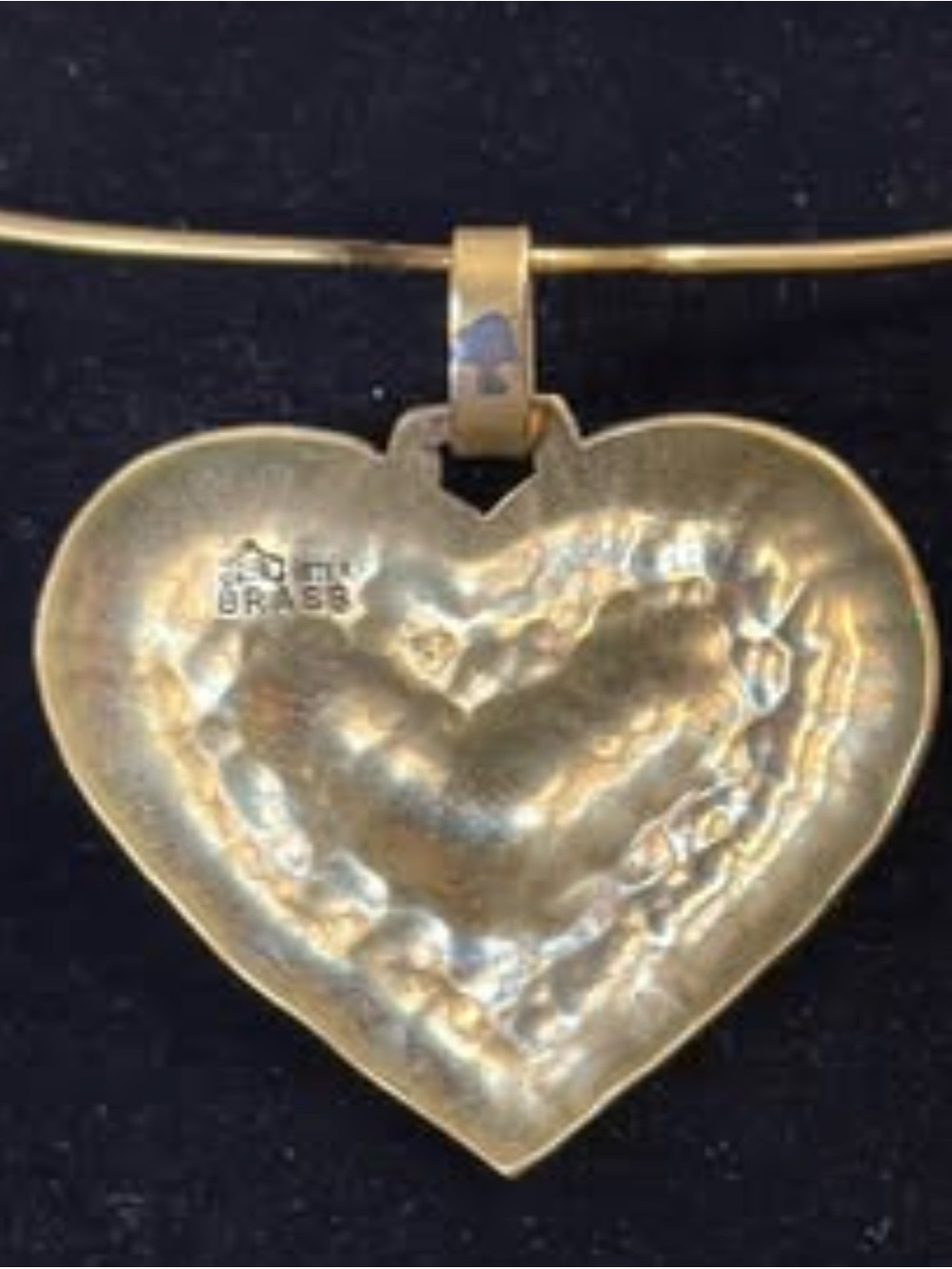 Vintage Jeep Collins Brass and Sterling Heart Choker Necklace - Picture 3 of 3